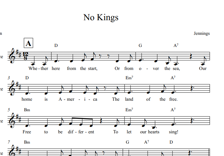 SINGER(S) wanted to record my upbeat march "No Kings" for uploading to youtube